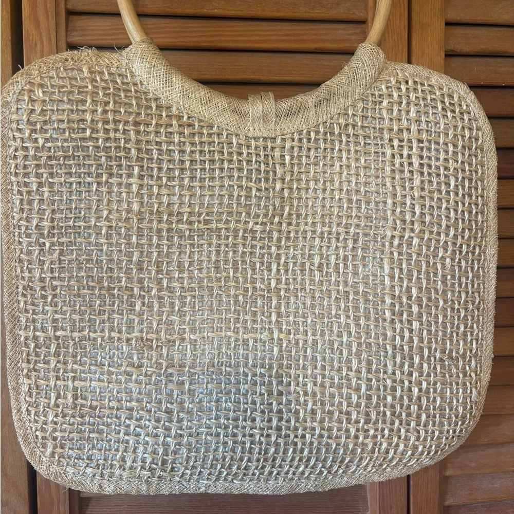 Natural Straw Tote with Multicolor Floral Embroidery - Picture 2 of 6